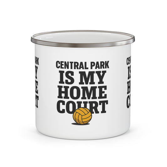 Enamel mug with Central Park Is My Home Court design