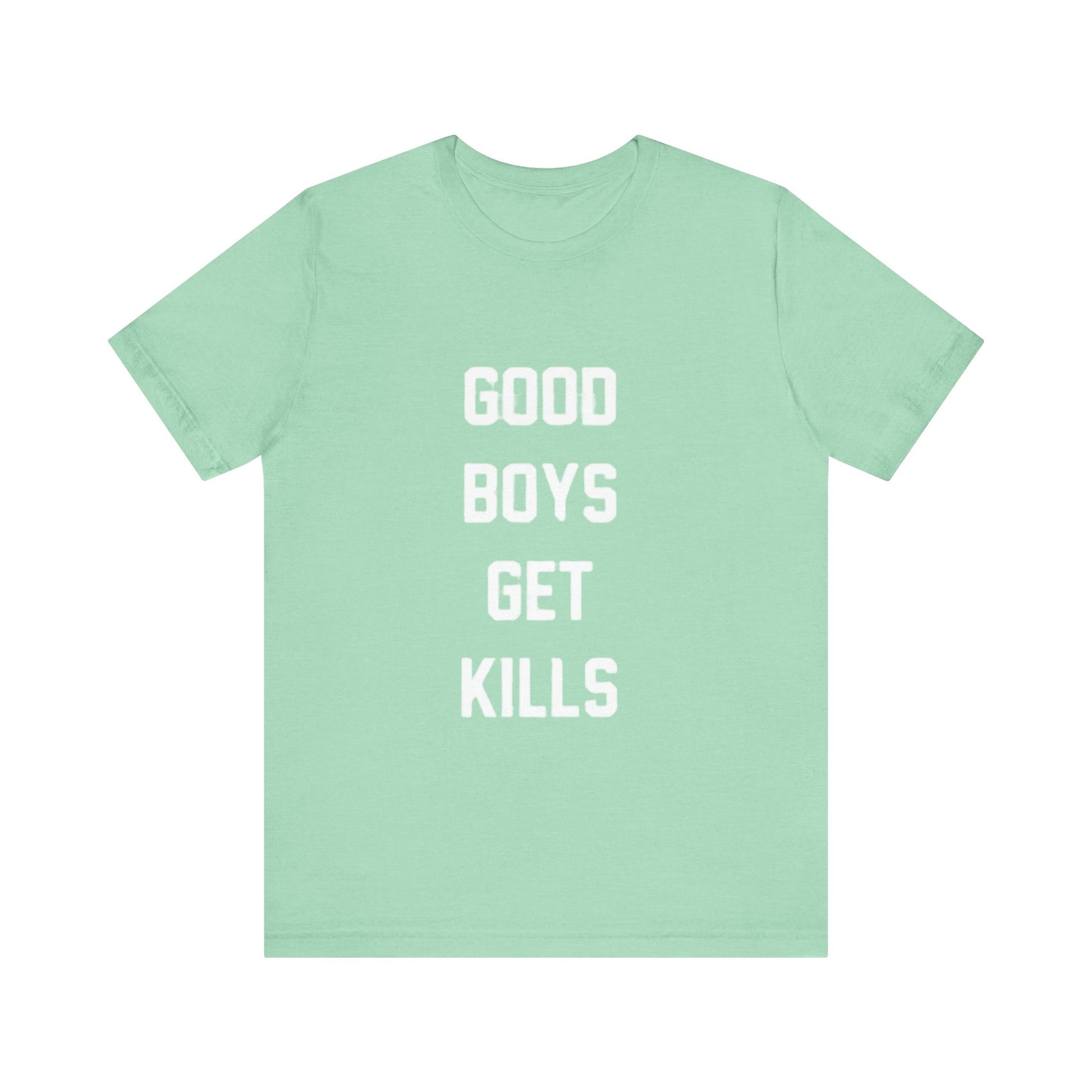 Volleyball player wearing “Good Boys Get Kills” tee