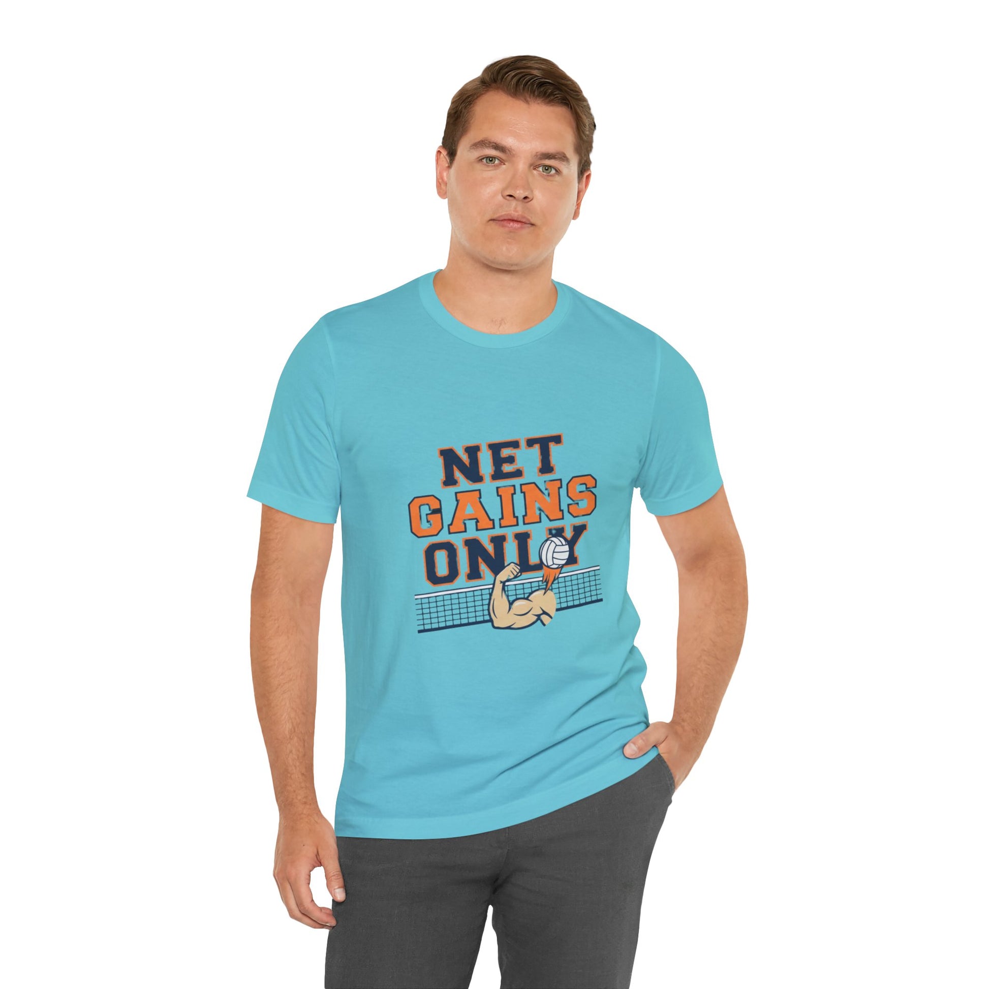Net Gains Only slogan printed clearly on t-shirt front