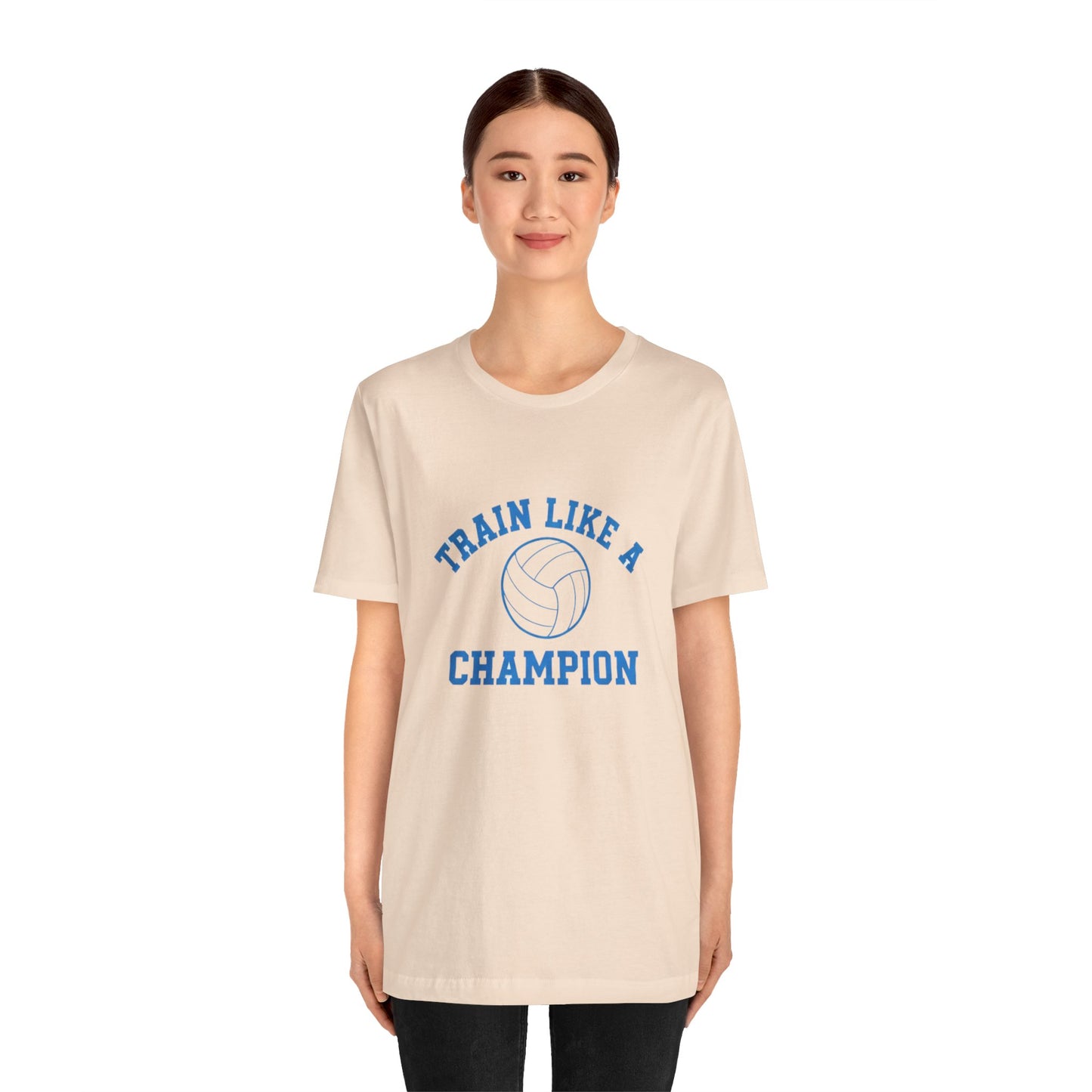 Clean motivational sports phrase on volleyball shirt