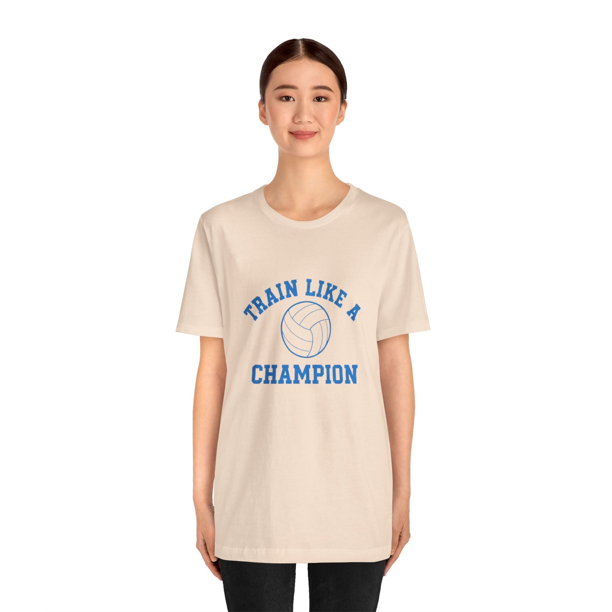 Clean motivational sports phrase on volleyball shirt