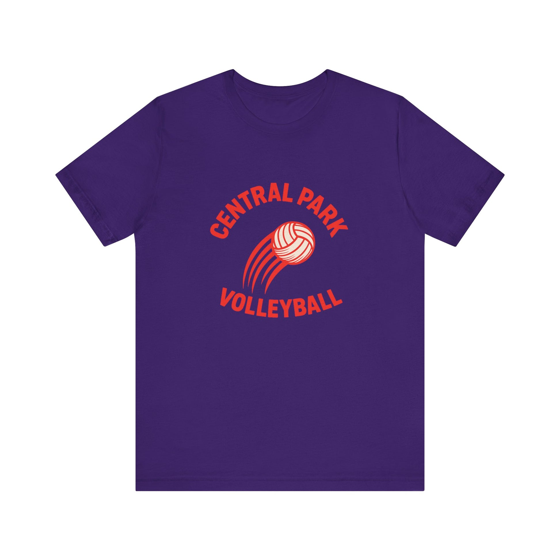 Central Park Volleyball Fire Tee detail shot.