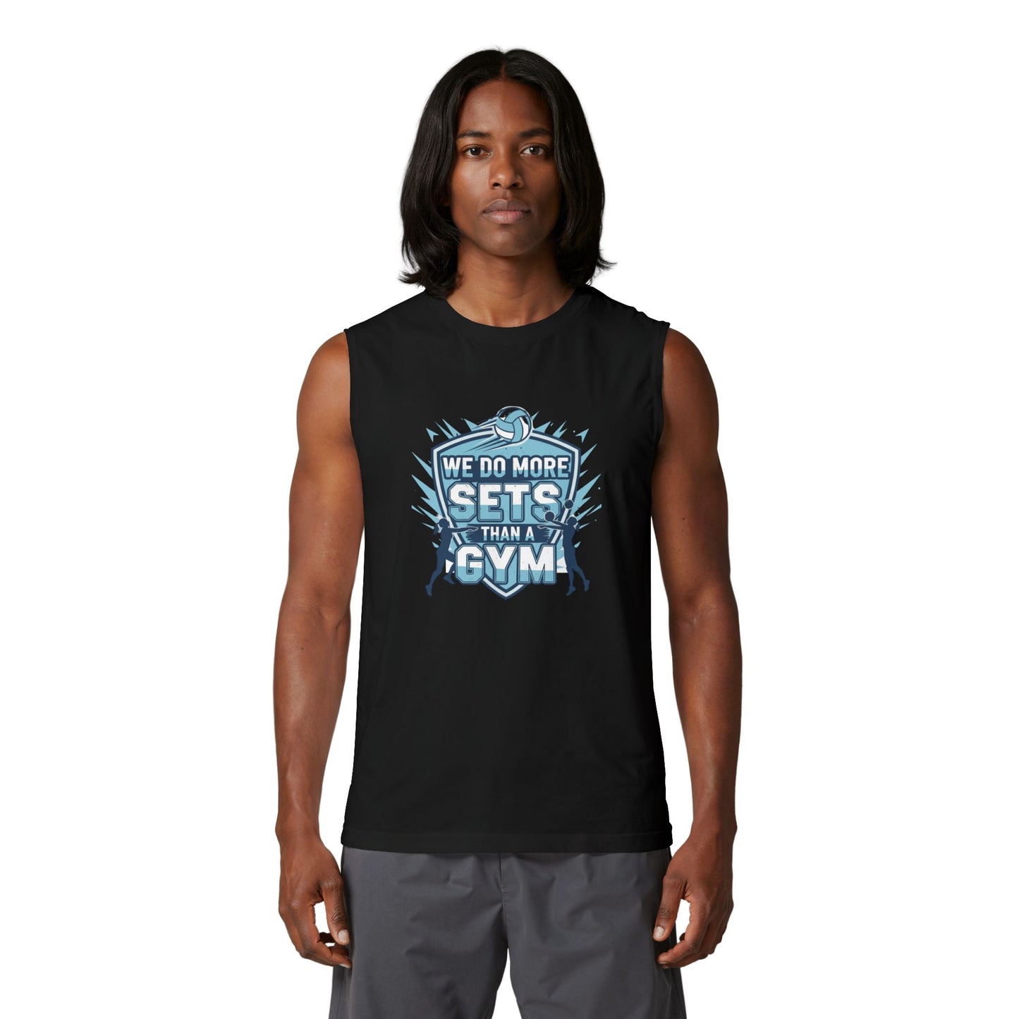 Athlete humor more sets than gym volleyball tank