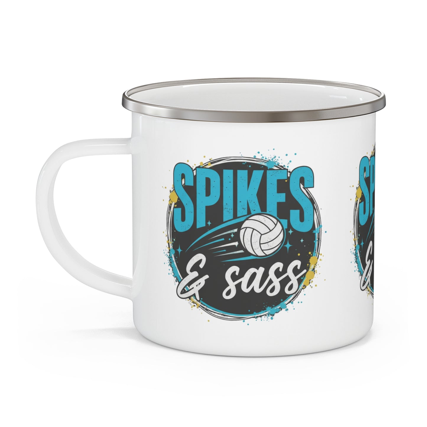 Volleyball enamel cup for confident players