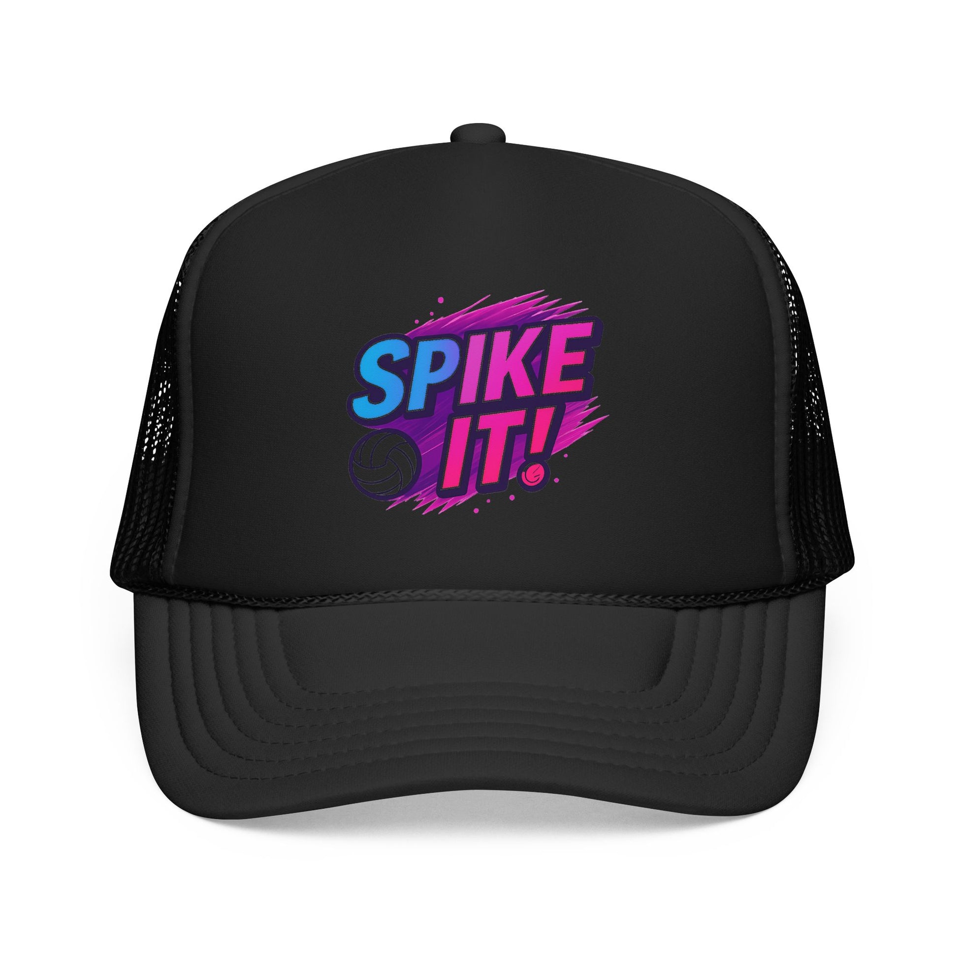 Spike It text embroidered volleyball hat design