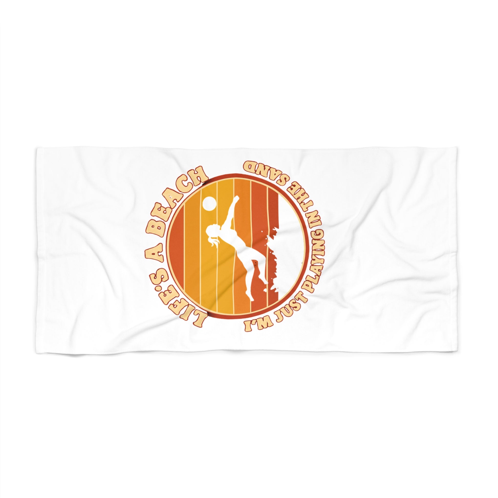 Sand volleyball lifestyle beach towel design