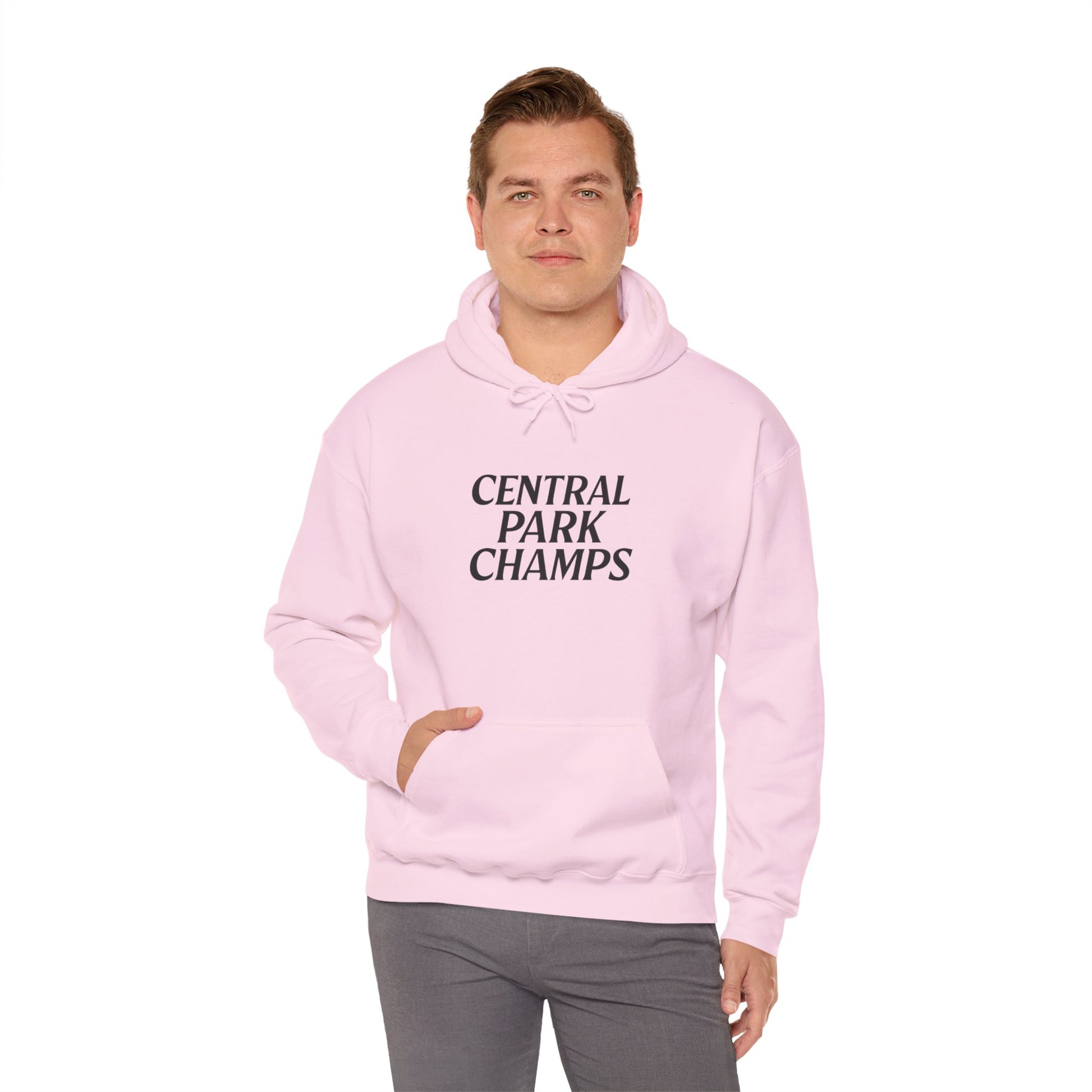 Soft cotton-poly hoodie folded with front graphic visible.