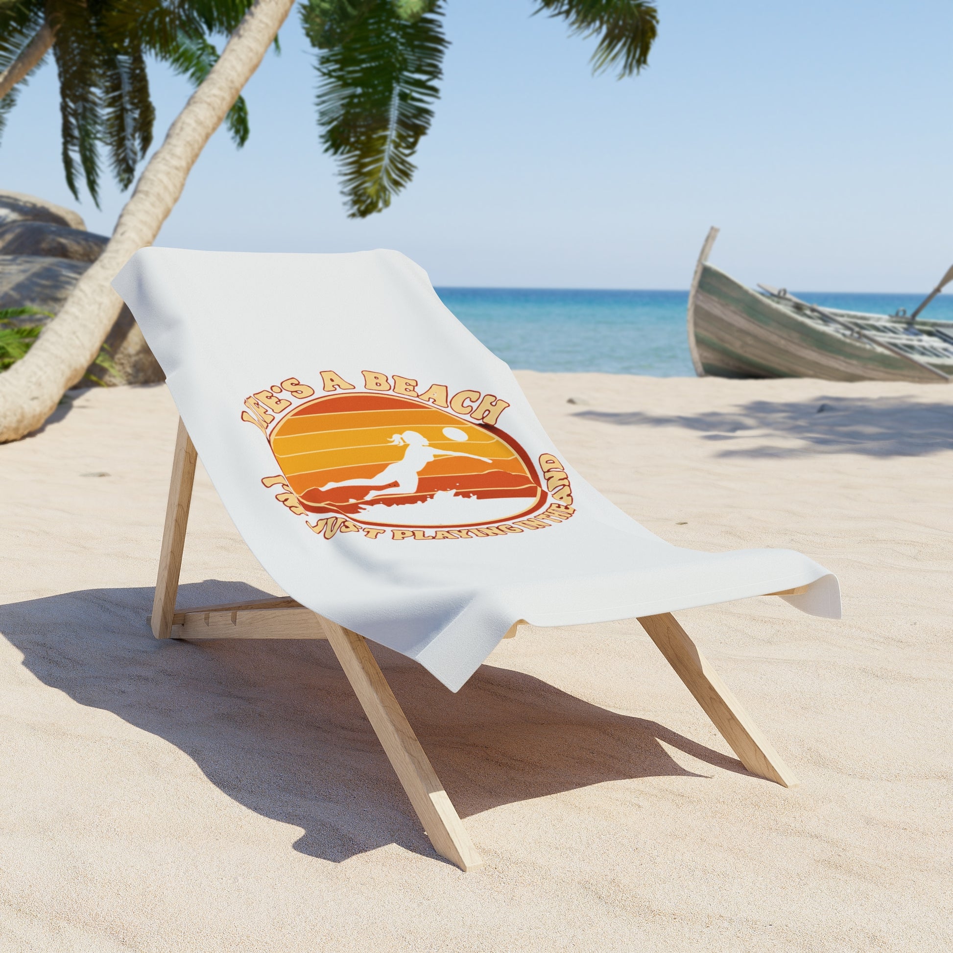 Beach volleyball slogan typography towel