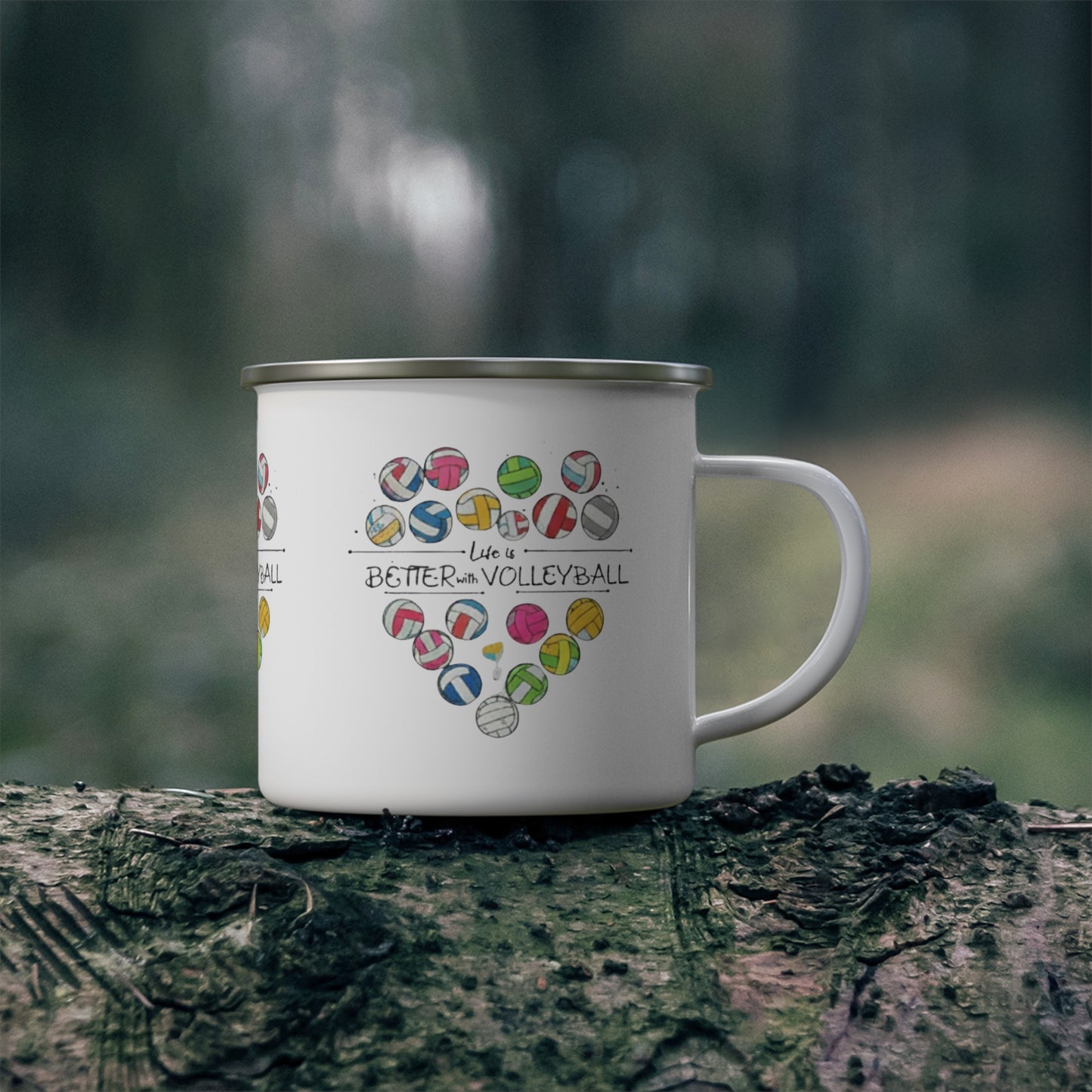 Volleyball love enamel camping mug