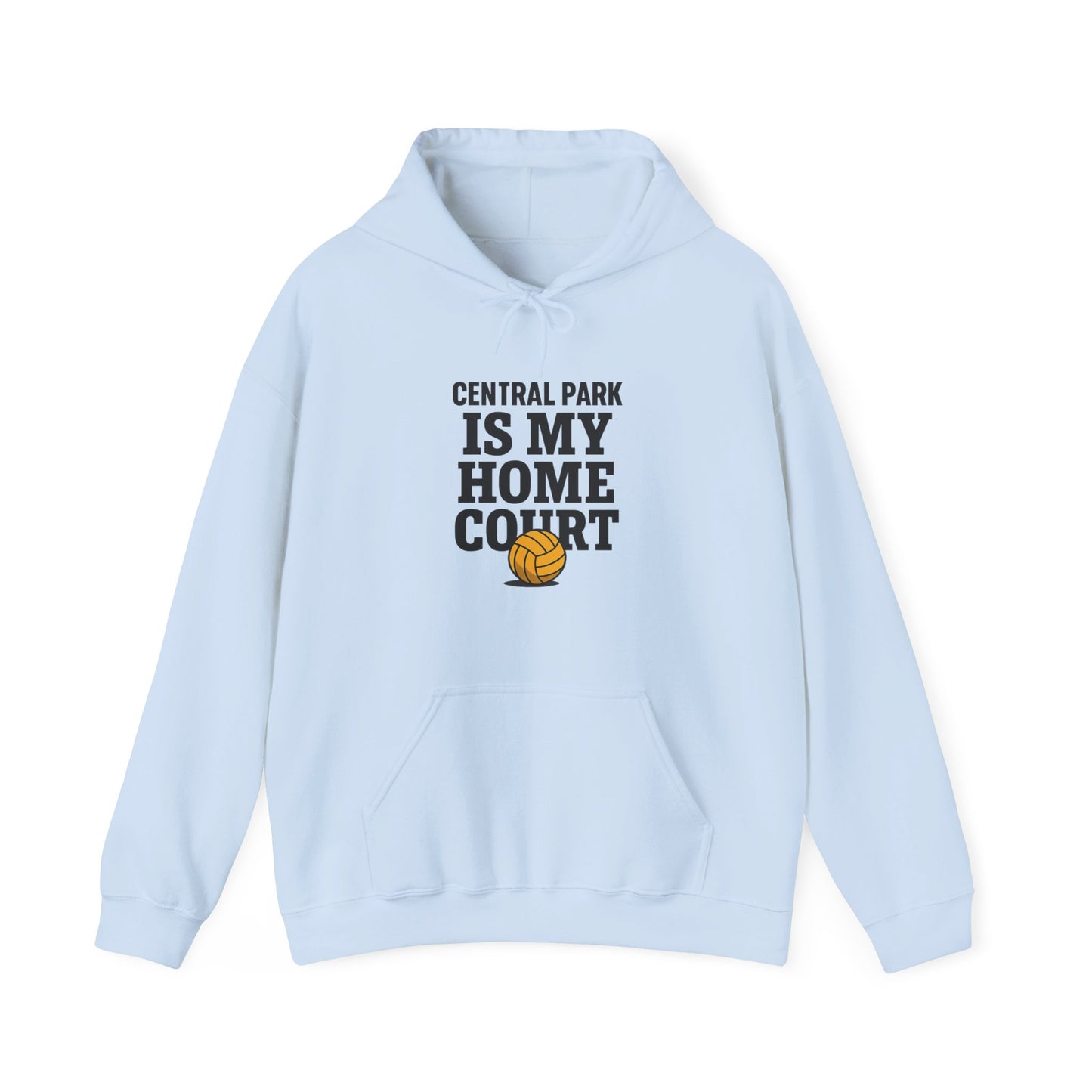 NYC volleyball hoodie with bold block lettering
