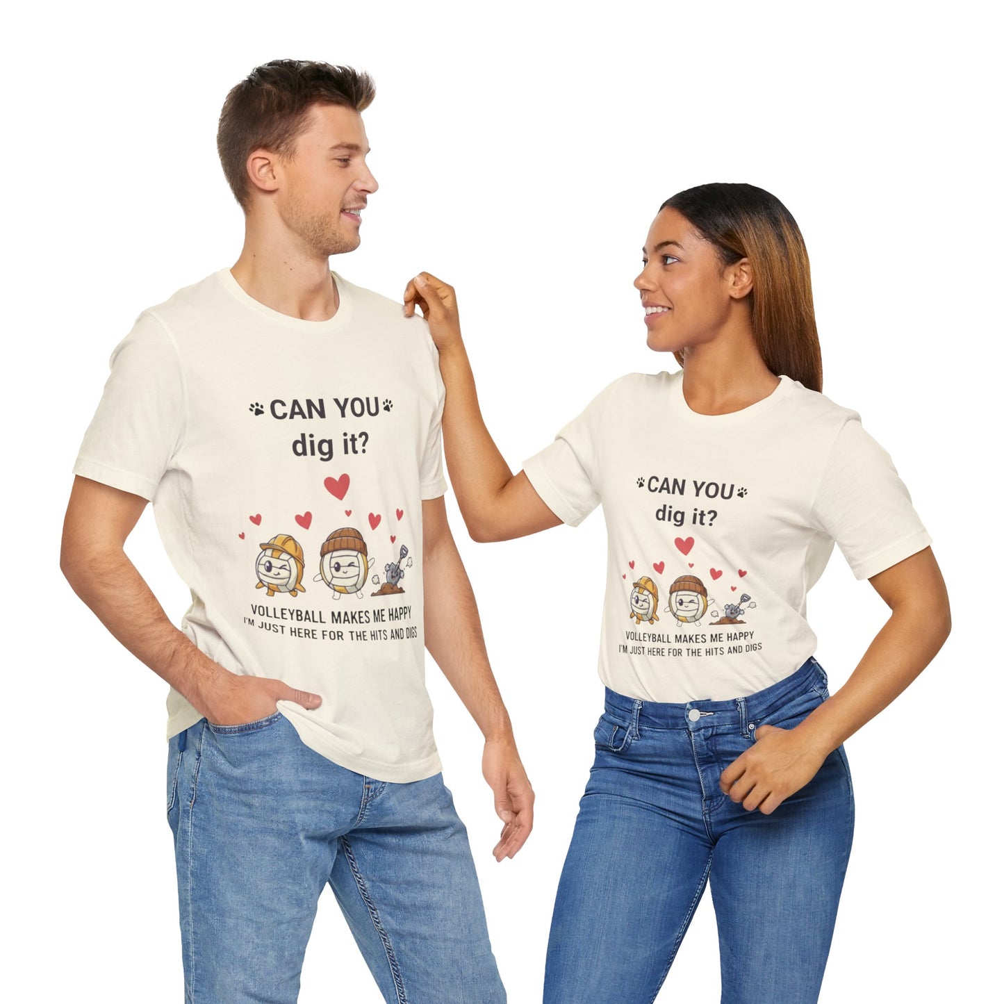 Men's and women's volleyball t-shirt, 'Can You Dig It?' cartoon