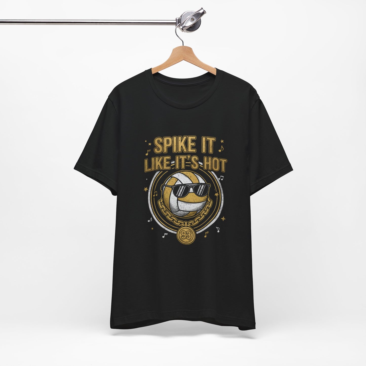 Funny volleyball graphic tee with bold playful typography