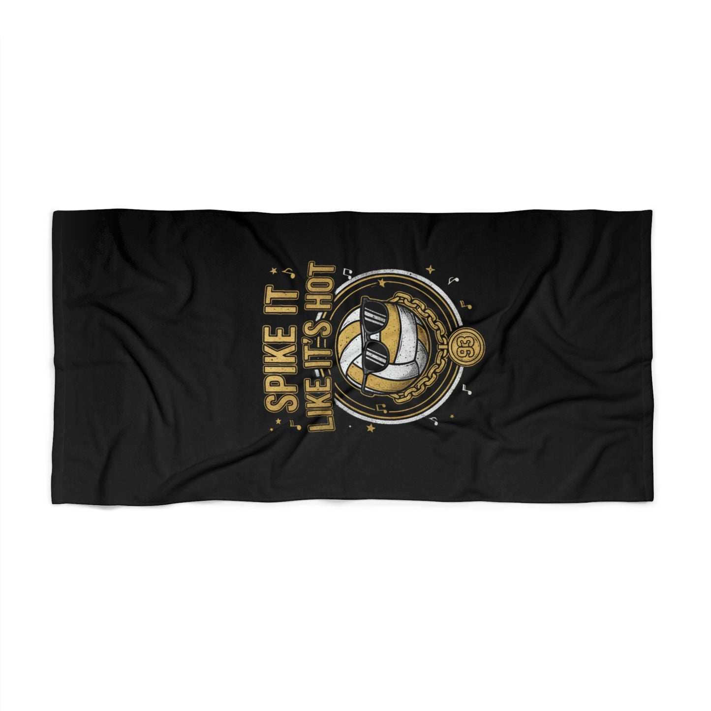 Spike It’s Like It’s Hot volleyball beach towel with cartoon volleyball