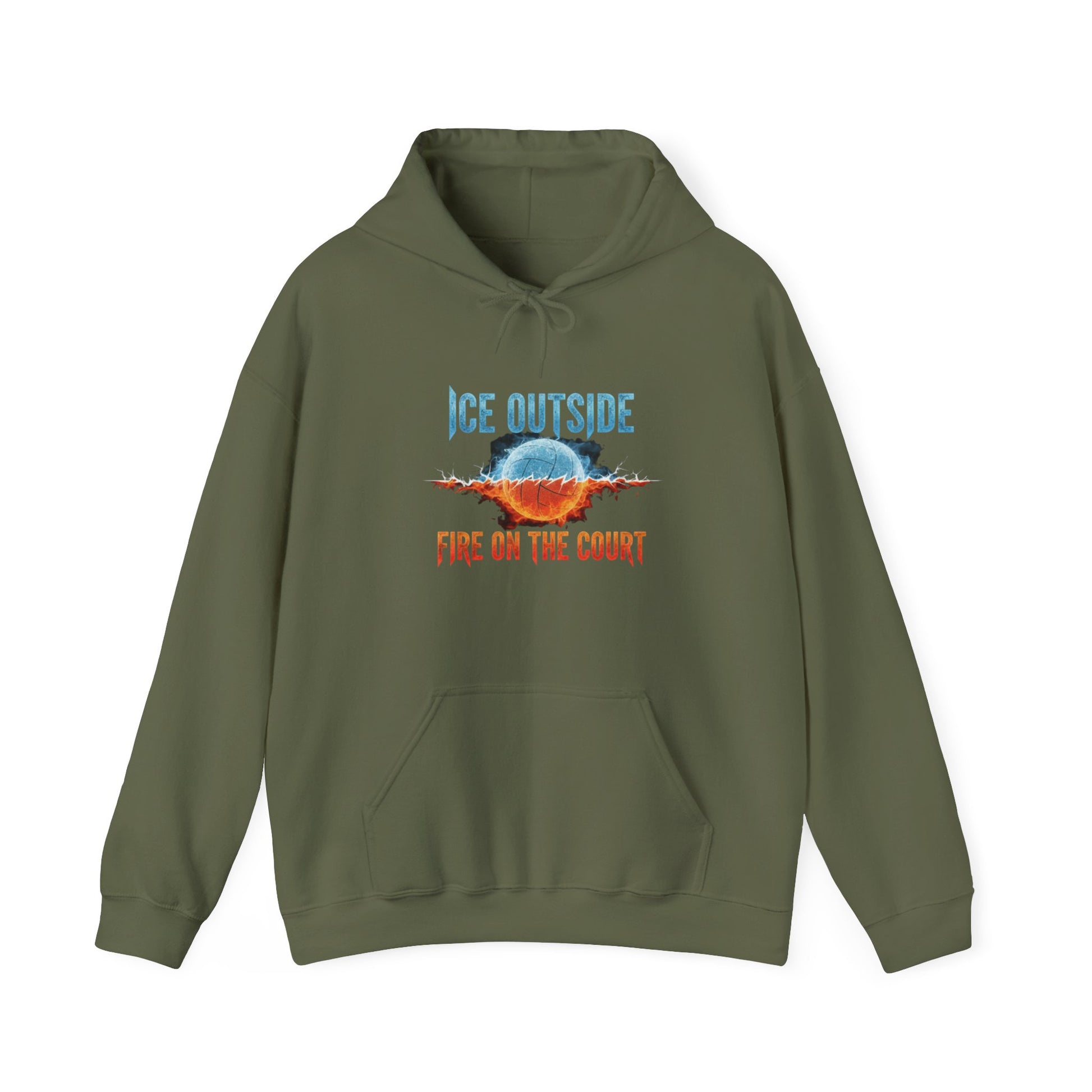 Volleyball mindset slogan Ice Outside Fire on the Court hoodie