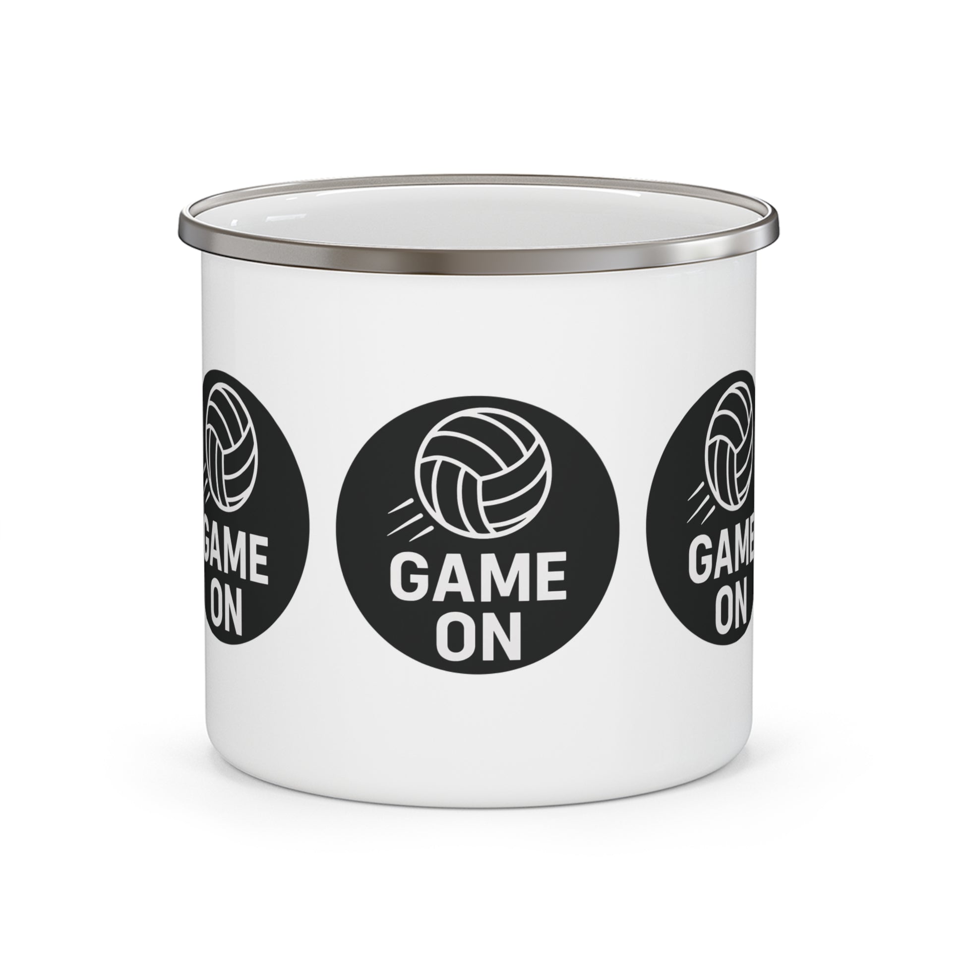 Volleyball enamel camping mug with vibrant game design