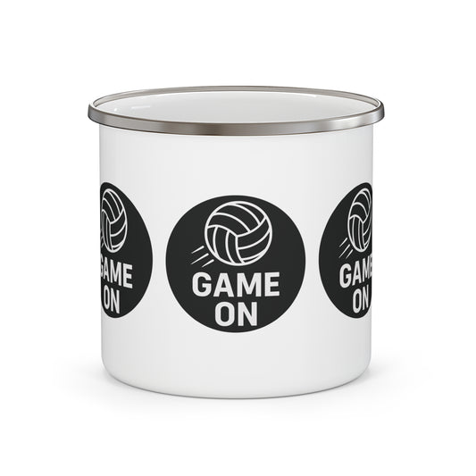 Volleyball enamel camping mug with vibrant game design