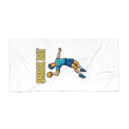 Smack Dat cartoon volleyball spike beach towel design