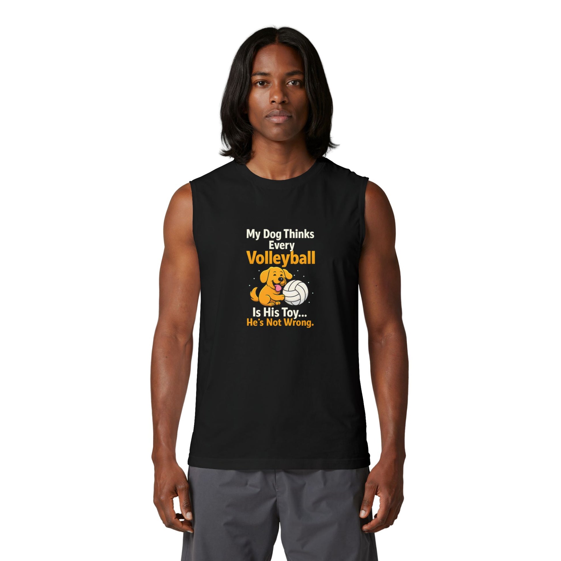 Volleyball dog humor muscle tank graphic