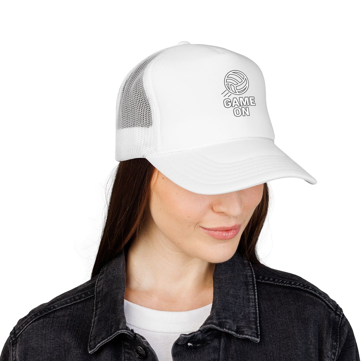 Clean Game On volleyball trucker hat typography
