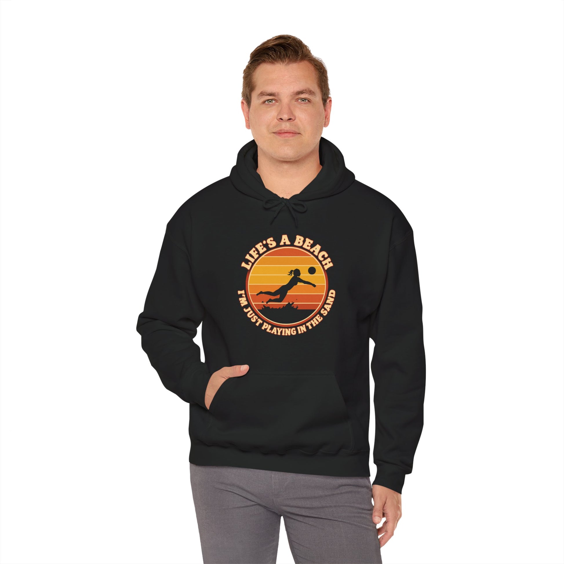 Volleyball sand player slogan hoodie artwork