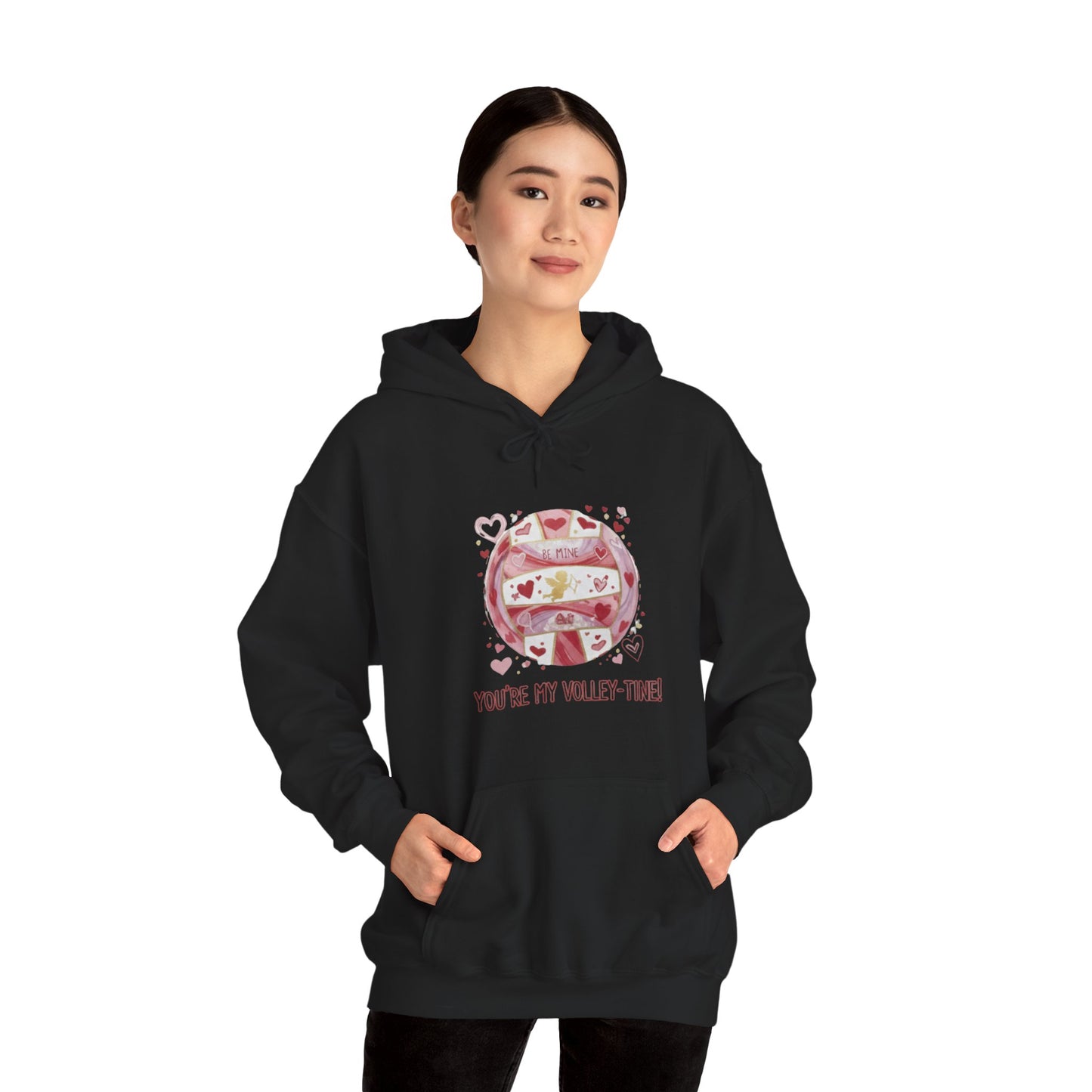 Playful volleyball Valentine typography hoodie