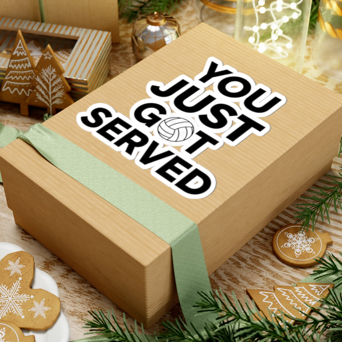 Glossy volleyball sticker shining under natural light.