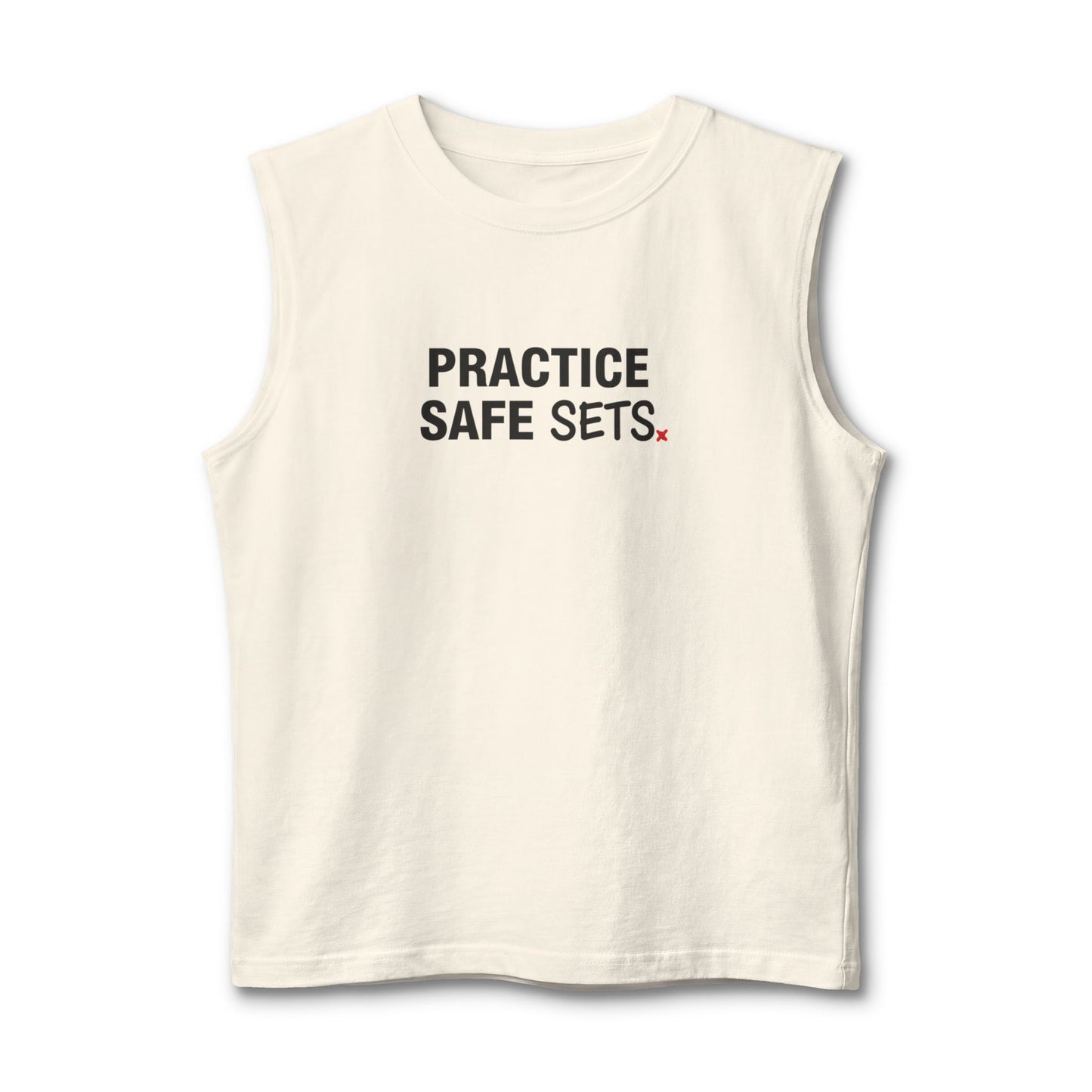 Volleyball pun safe sets sleeveless shirt text graphic