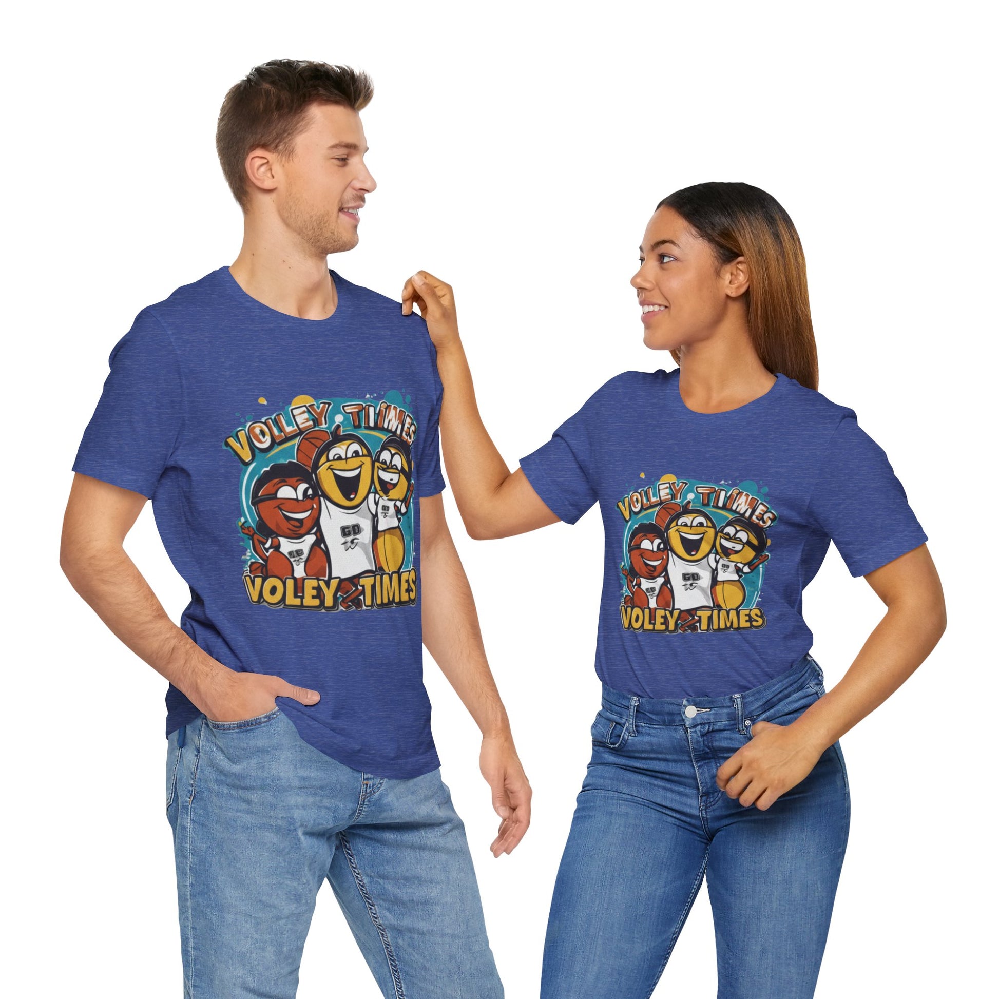 Youth volleyball shirt with happy team characters