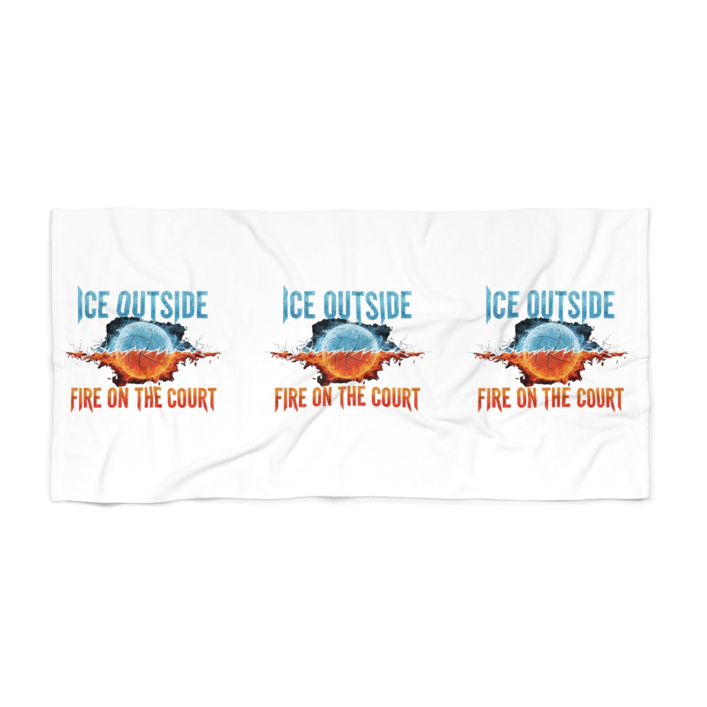 Bold volleyball motivation typography beach towel