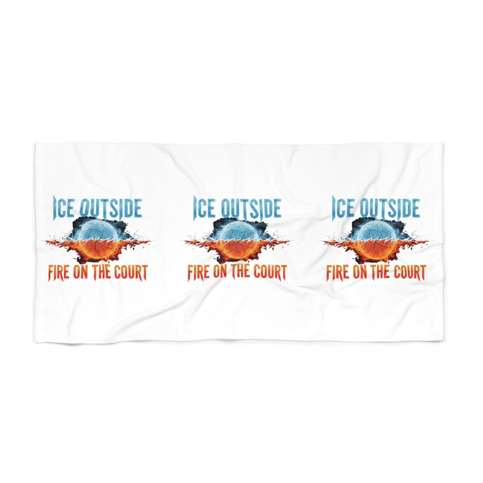 Bold volleyball motivation typography beach towel