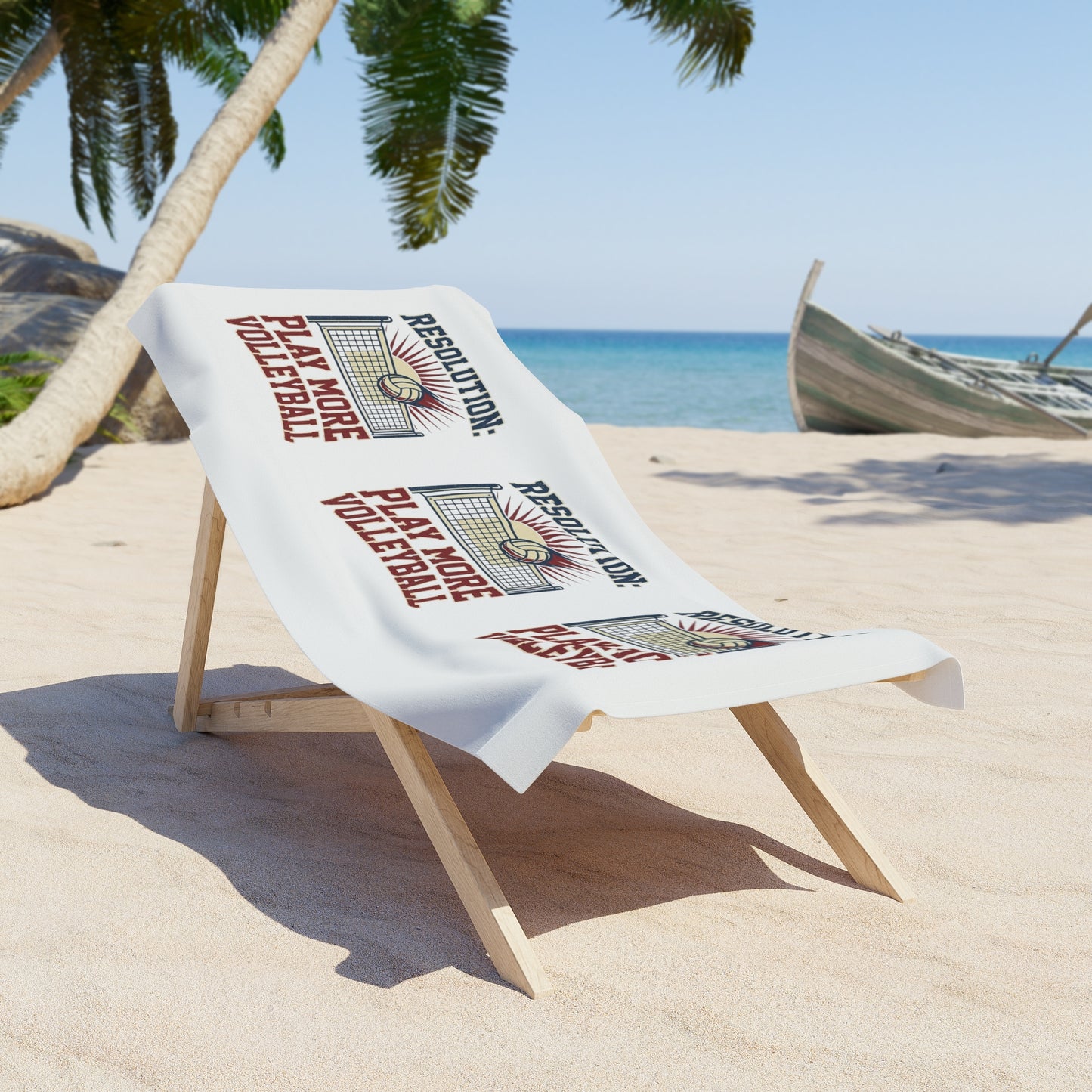 Play More Volleyball resolution slogan printed towel graphic