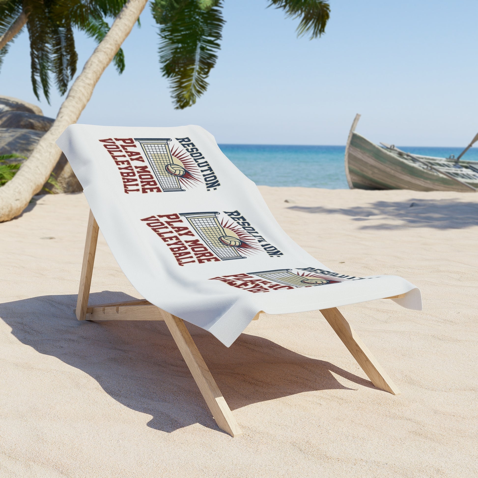 Play More Volleyball resolution slogan printed towel graphic