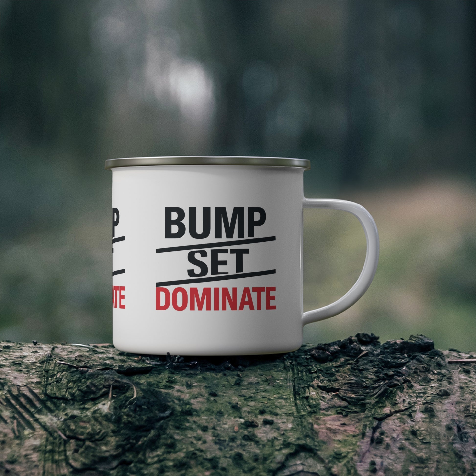 Stainless steel enamel mug with sports graphic