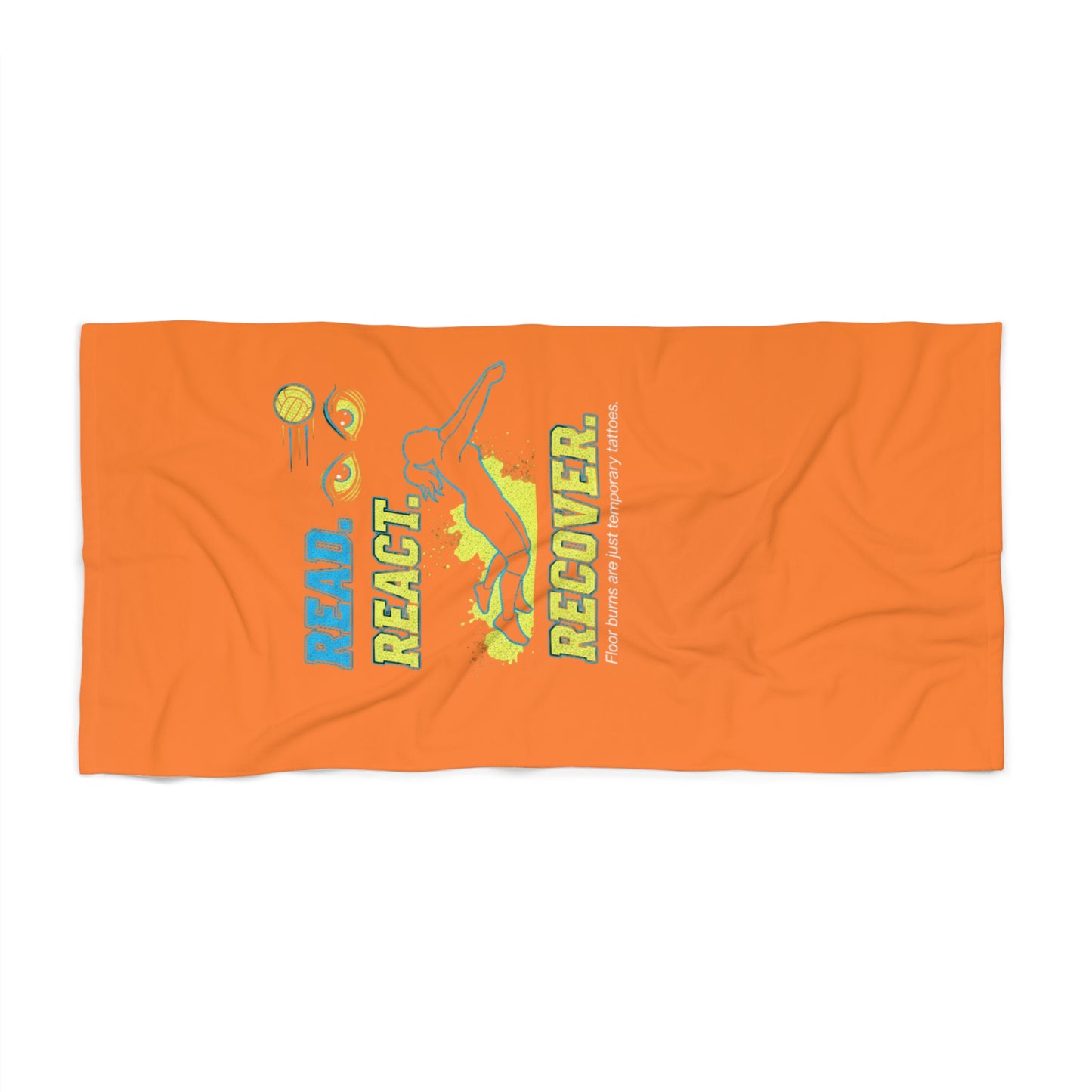 Volleyball fundamentals phrase Read React Recover towel