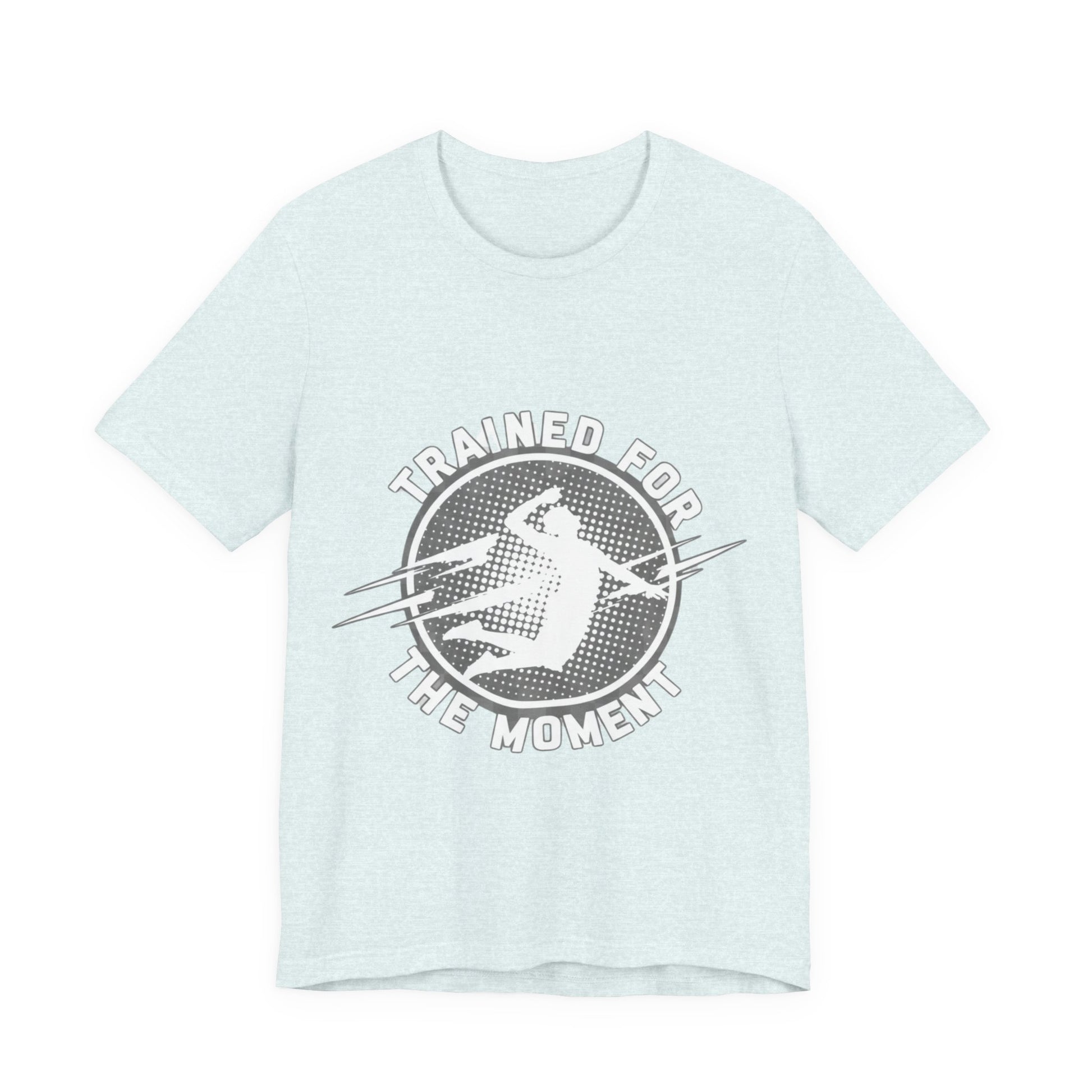 Trained for the Moment volleyball motivation text t-shirt