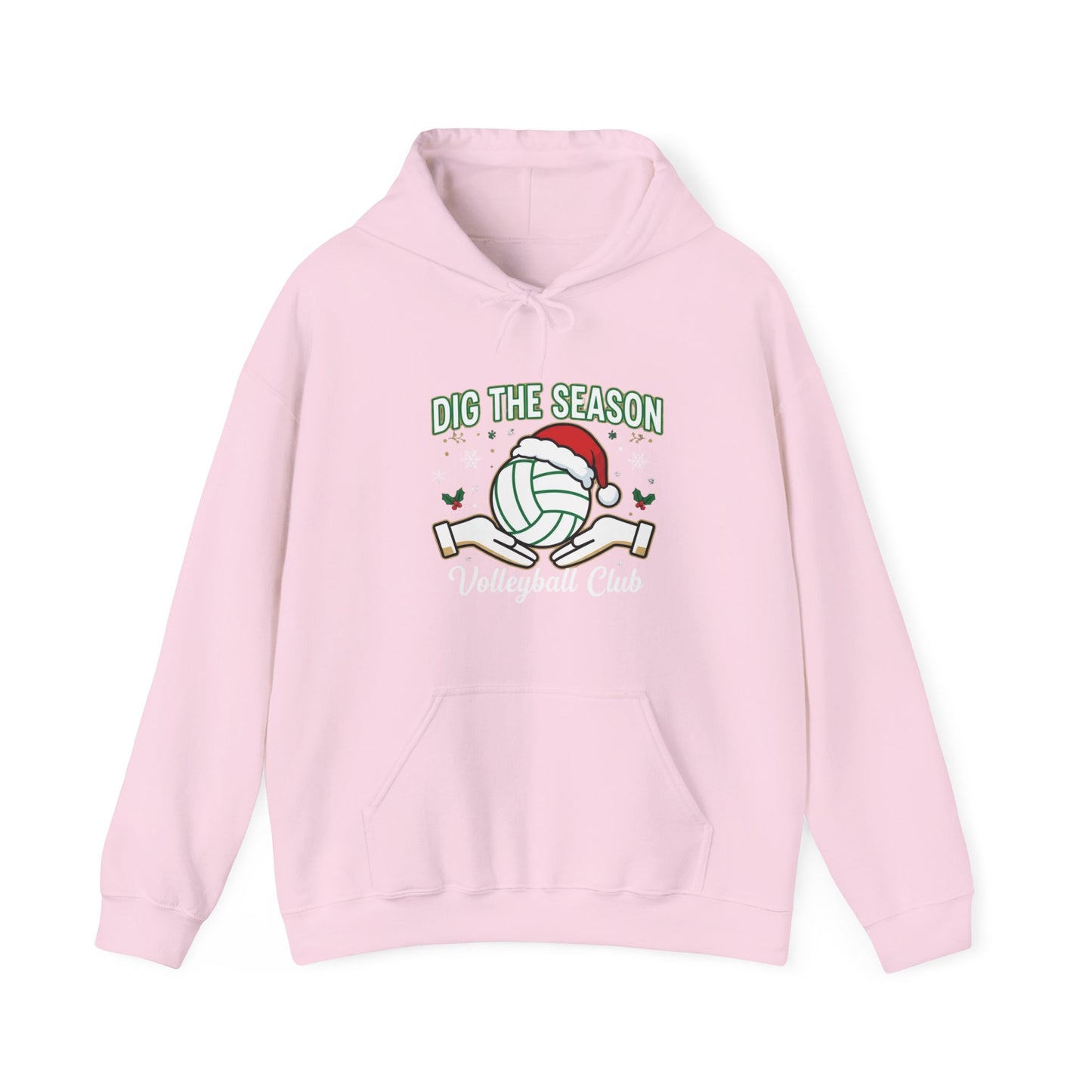 Cozy volleyball hoodie featuring seasonal message