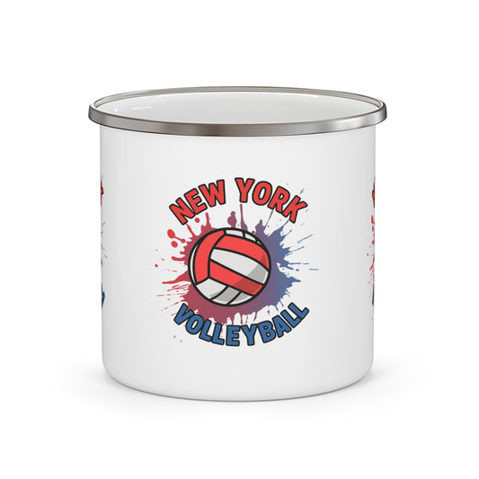 New York Volleyball Splash enamel camping mug for outdoor use