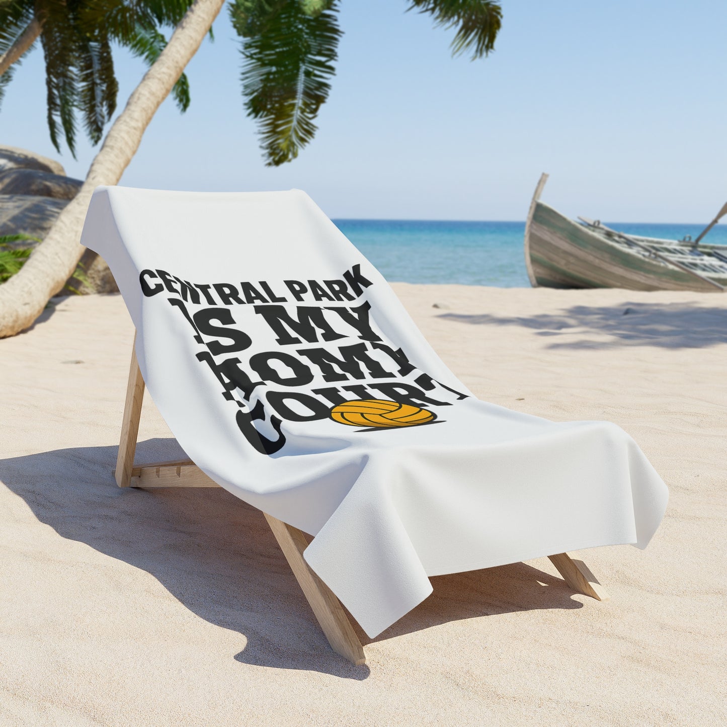 Bright volleyball towel with block lettering