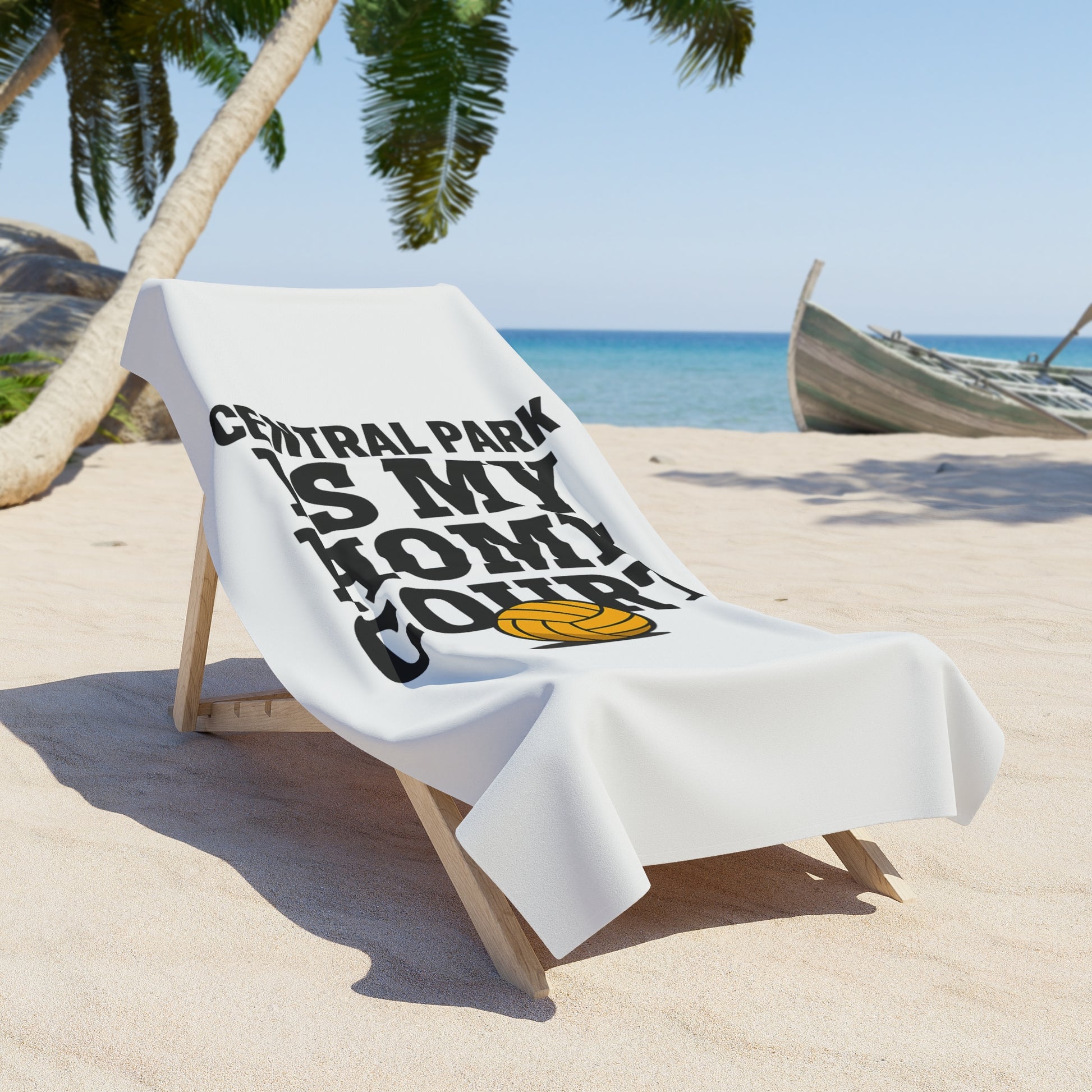 Bright volleyball towel with block lettering