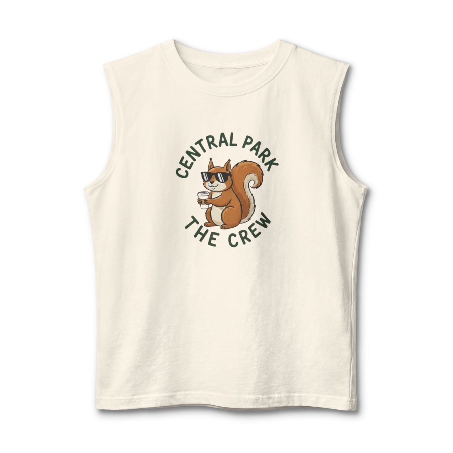 New York park inspired sleeveless shirt with squirrel