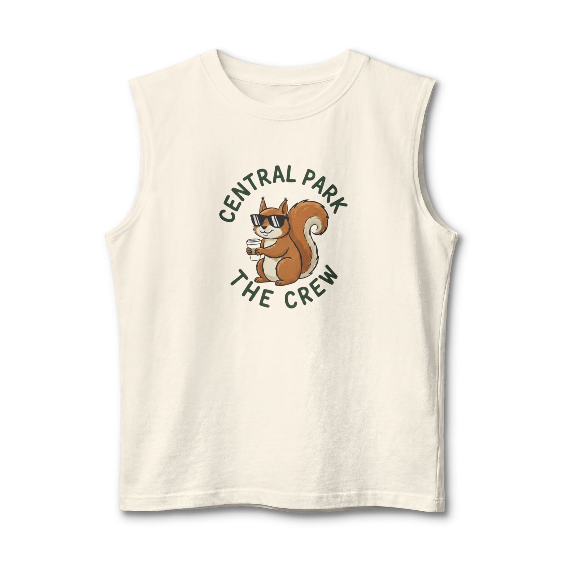 New York park inspired sleeveless shirt with squirrel