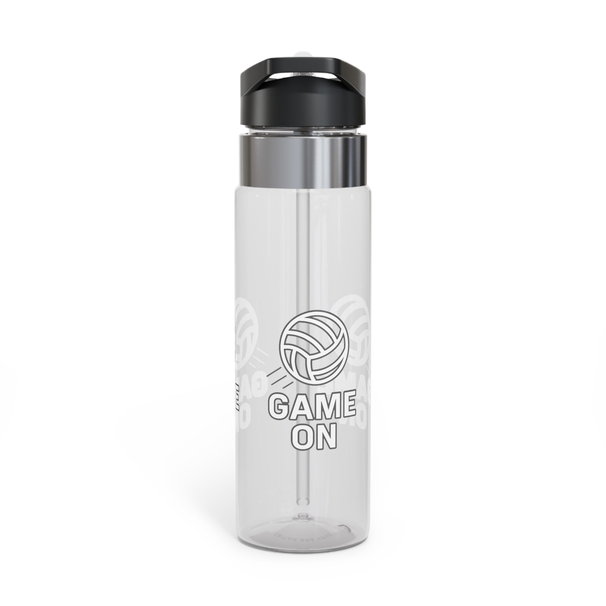 Game On volleyball water bottle with bold text design