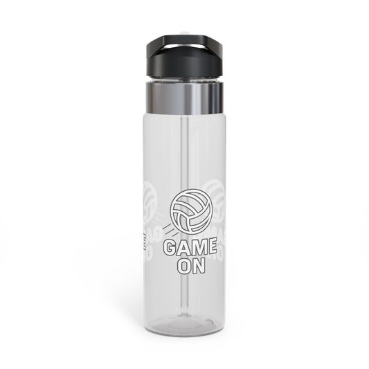 Game On volleyball water bottle with bold text design