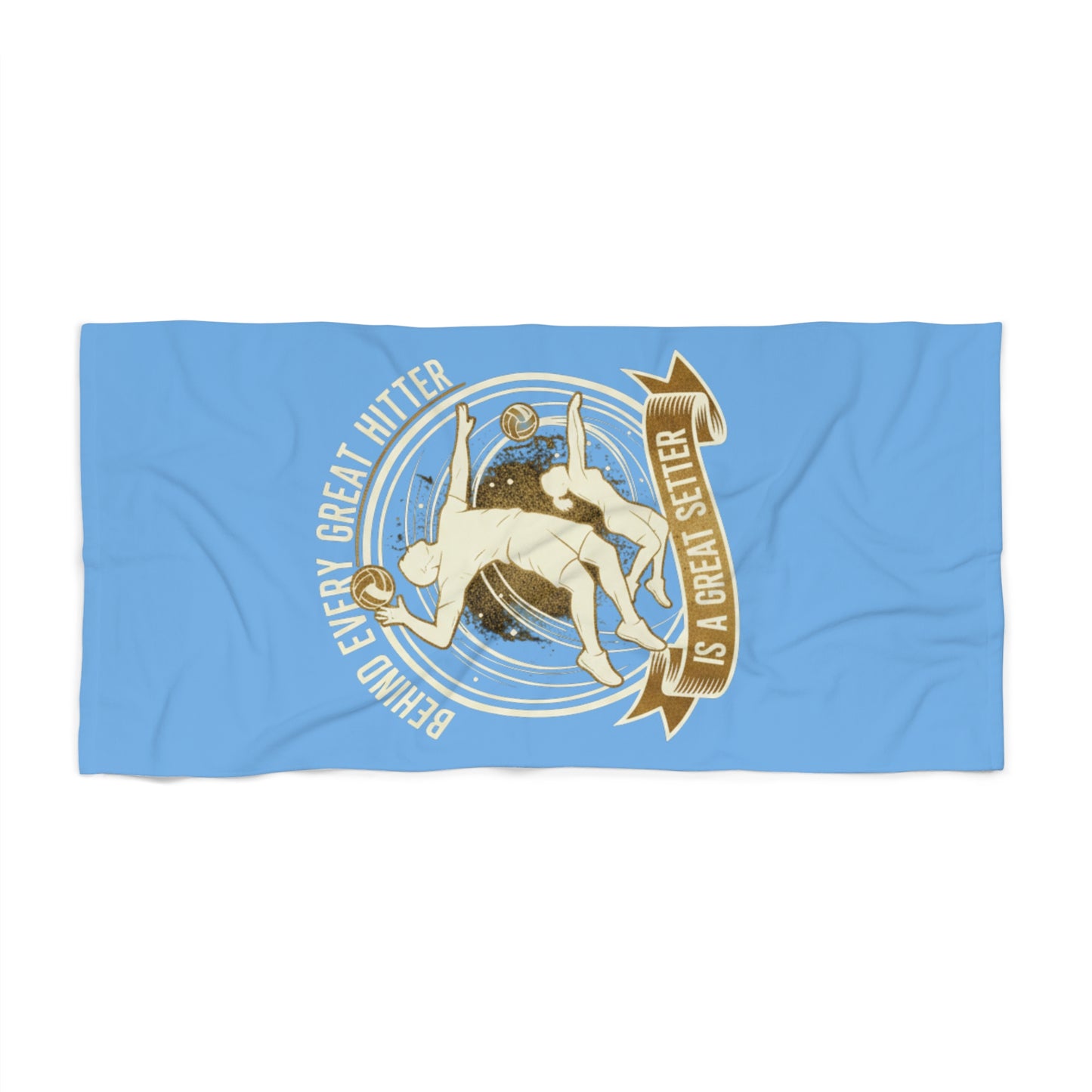 Funny volleyball teamwork beach towel