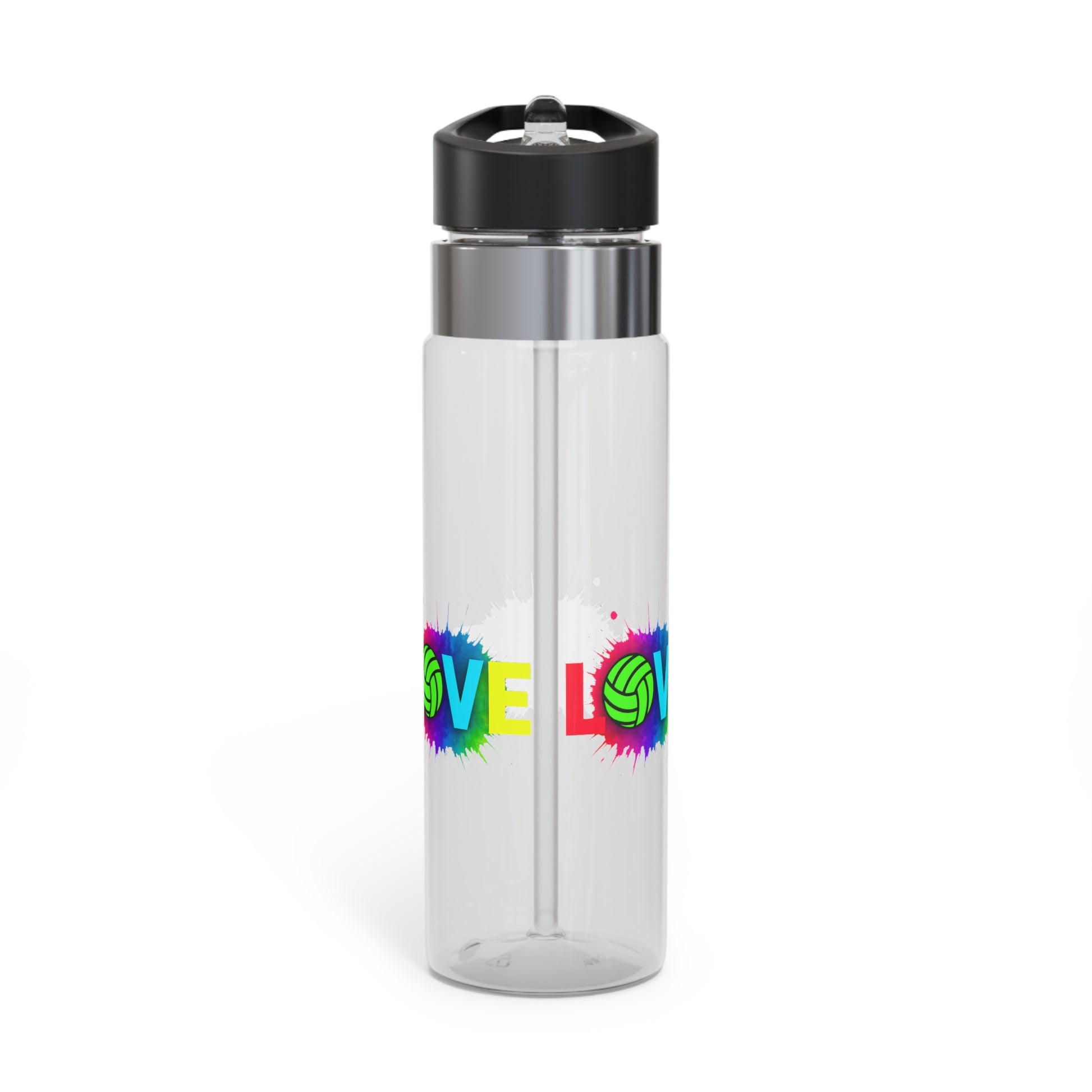 Bold neon lettering Love Volleyball sports bottle design