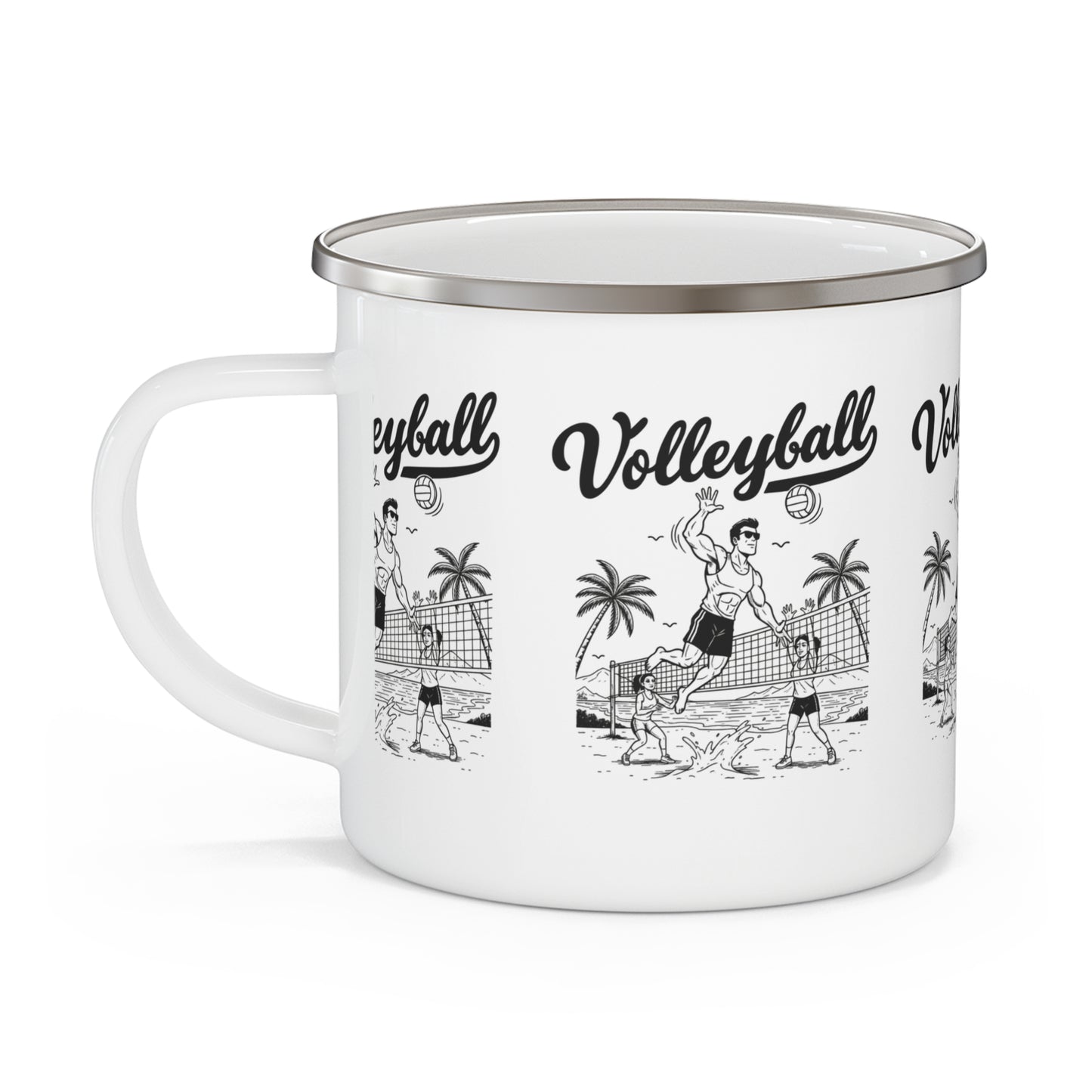 Lightweight volleyball enamel mug for outdoors