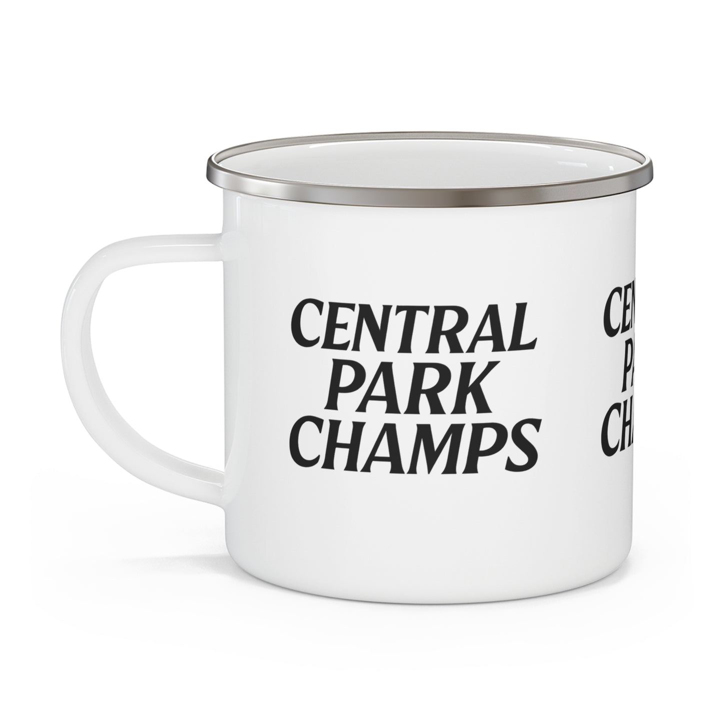 Detail shot of enamel finish and stainless steel rim.