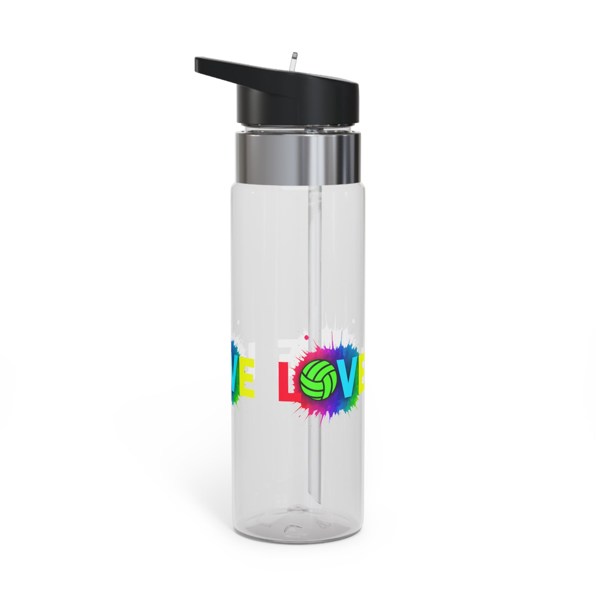 Modern neon typography volleyball water bottle