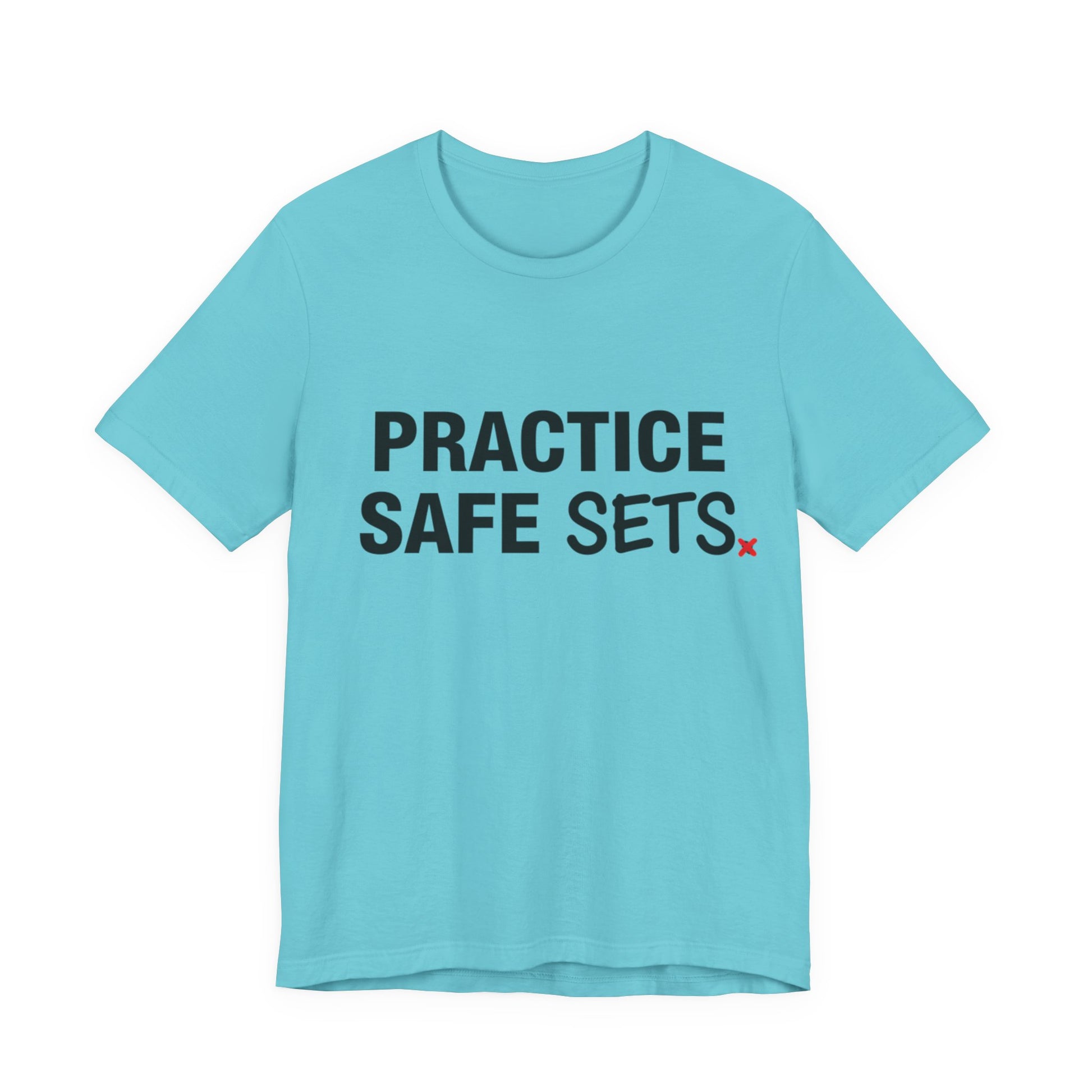 Playful volleyball humor graphic Practice Safe Sets