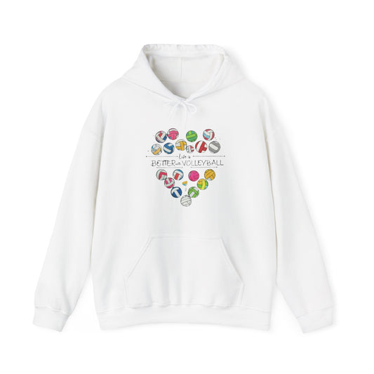 Life is Better with Volleyball heart design hoodie